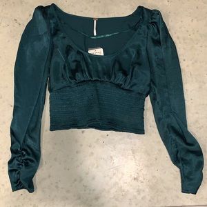 Free People Santiago Dark Green Cropped Top
